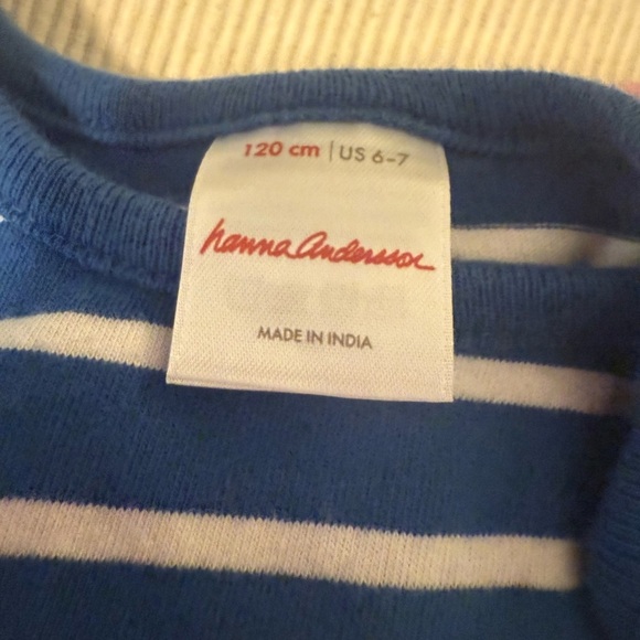 Hanna Andersson Blue Striped and Floral Dress 6/7 - Picture 2 of 6